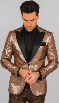 Mens Sequin Suit - Sparkly Suit - Rose Gold Glitter Suit