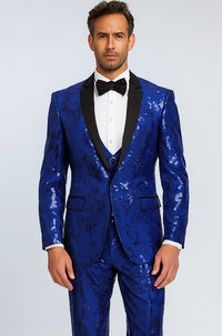 Mens Sequin Suit - Sparkly Suit - Royal Blue Glitter Suit