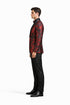Mens Paisley Velvet Foil Smoking Jacket Tuxedo in Red