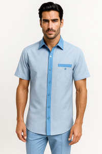 Men’s Sky Blue Houndstooth Walking Suit – 2 Piece Set by Dreams by Zacchi