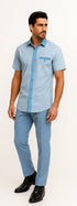 Men’s Sky Blue Houndstooth Walking Suit – 2 Piece Set by Dreams by Zacchi
