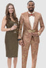 "Mens Slim-Fit Burgundy Paisley Tuxedo w/ Gold Trim by EJ Samuel" - USA Men's Outlet