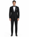 Mens Designer Kenneth Cole Slim Fit One Button Peak Tuxedo in Black - Mens Slim Fitted Tuxedo