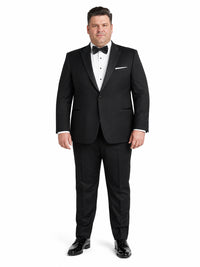 Mens Designer Kenneth Cole Slim Fit One Button Peak Tuxedo in Black - Mens Slim Fitted Tuxedo