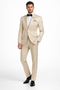Men's Slim Fit Shiny Paisley Prom & Wedding  Beige Suit