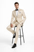 Men's Slim Fit Shiny Paisley Prom & Wedding  Beige Suit