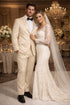 Men's Slim Fit Shiny Paisley Prom & Wedding  Beige Suit