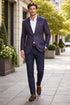 Mens Slim Fit Two Button Sport Coat Purple and Blue Blazer