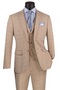 Marc Darcy Wedding Suits Men's Slim Fit Vested Glen Plaid Summer Business Suit in Beige