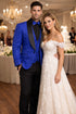 Men's Slim Fit Vested Paisley Royal Blue Tuxedo