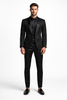Men's Slim Fit Wedding & Prom Tonal Paisley Black Tuxedo Jacket