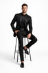 Men's Slim Fit Wedding & Prom Tonal Paisley Black Tuxedo Jacket