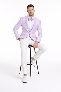 Mens Slim Fit Wedding & Prom Tonal Paisley Lavender Tuxedo Jacket