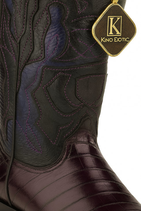 Men's King Exotic Snip Toe Eel Boots Handcrafted Burnished Purple (494RD0866)