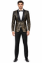 Men's EJ Samuel Shawl Lapel Black & Gold Sequin Formal Tuxedo Jacket