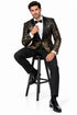 Mens Black Sport Coat - Mens Square Shawl Lapel Black & Gold Sequin Prom Tuxedo Jacket