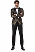 Mens Black Sport Coat - Mens Square Shawl Lapel Black & Gold Sequin Prom Tuxedo Jacket