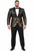 Men's EJ Samuel Shawl Lapel Black & Gold Sequin Formal Tuxedo Jacket