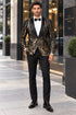 Men's EJ Samuel Shawl Lapel Black & Gold Sequin Formal Tuxedo Jacket