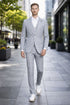 Men's Stacy Adams Vested Peak Lapel Baby Blue Plaid Prom & Wedding Suit