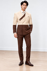 Mens  Statement 100% Wool Modern Fit Double Breasted Suit - Two Tone Jacket in Many Colors