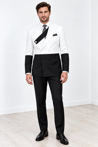 Mens  Statement 100% Wool Modern Fit Double Breasted Suit - Two Tone Jacket in Many Colors