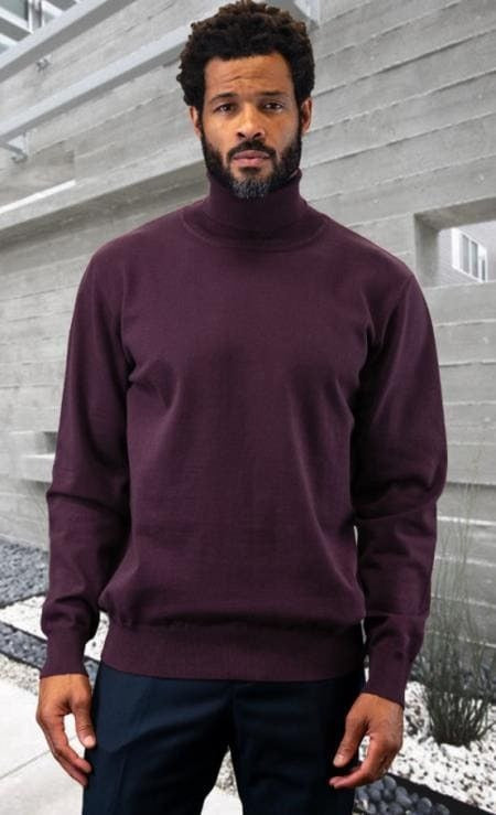 Mens Sweater Eggplant - Wool And Cashmere Fabric Hooded Overshirts