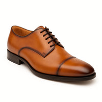 Mens Mezlan Republic Calfskin Cap Toe Blucher Dress Shoe in Tan