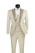 Mens Tan Tuxedo - Beige Suit "Flare" Ecru 1-Button Peak Tuxedo (4-Piece Set)