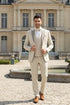 Mens Tan Tuxedo - Beige Suit "Flare" Ecru 1-Button Peak Tuxedo (4-Piece Set)