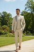 Mens Tan Tuxedo - Beige Suit "Flare" Ecru 1-Button Peak Tuxedo (4-Piece Set)