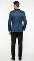 Mens Teal Blue Jacquard Paisley Blazer – Black Peak Lapel Formal Dinner Jacket Slim Fit