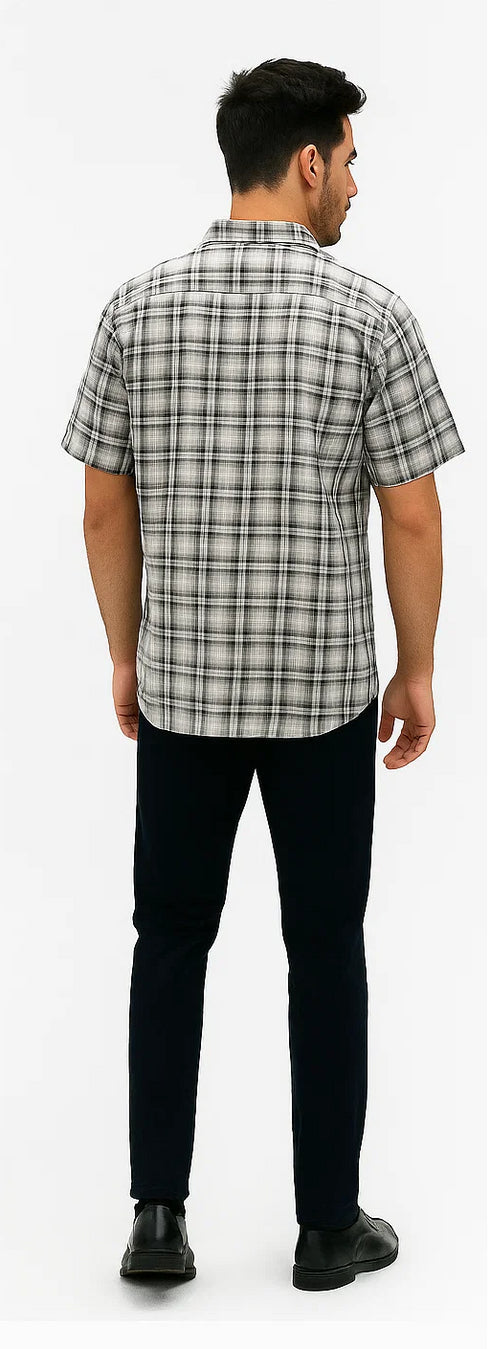 Mens Textured Plaid Walking Suit in black/white by Dreams by Zacchi – 2 Piece Leisure Outfit  with Matching Shirt and Pants - $99