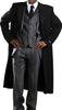 Mens Three Button Coat Classic Full Length Fashion Top Coat Black
