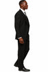Mens Tiglio Rosso Suit - Wide Leg Baggy Pants - 100% Wool  Black Three-Piece Suit with Double-Breasted Vest and Peak Lapel