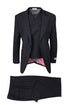 Mens Tiglio Rosso Suit - Wide Leg Baggy Pants - 100% Wool  Black Three-Piece Suit with Double-Breasted Vest and Peak Lapel