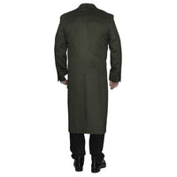 Mens Topcoat Full Length Wool Dress oloive green