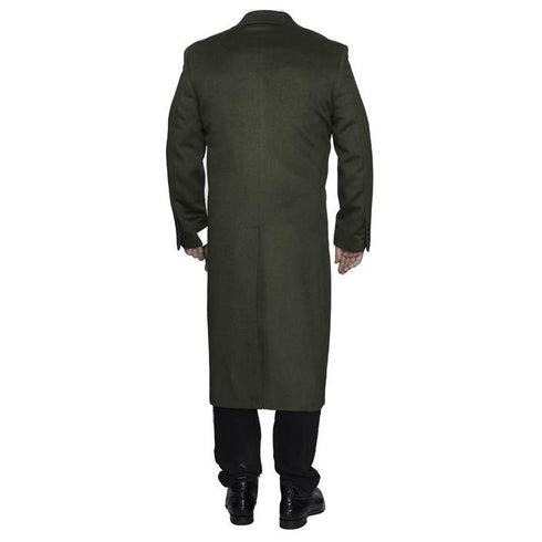 Mens Topcoat Full Length Wool Dress oloive green Top Coat