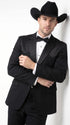 Mens Traditional Black Western Tuxedo Suit – 2 Piece Cowboy Formal Suit with Western Yoke Sport Coat & Matching Black Pants