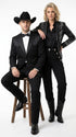 Mens Traditional Black Western Tuxedo Suit – 2 Piece Cowboy Formal Suit with Western Yoke Sport Coat & Matching Black Pants