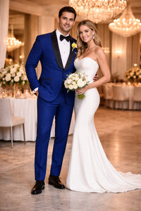 Men's tuxedo Black Shawl Lapel Royal Blue Dress Suits for Men