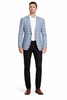Men's Two Button Business Casual Double Blue Windowpane Sport coat