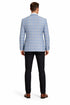 Men's Two Button Business Casual Double Blue Windowpane Sport coat