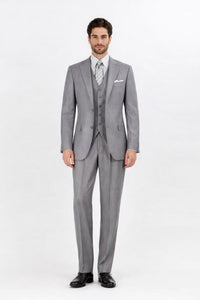 Mens Two Button Classic Fit Vested  Light Grey Suit