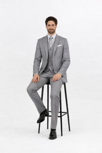 Mens Two Button Classic Fit Vested  Light Grey Suit