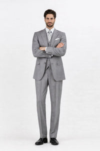 Mens Two Button Classic Fit Vested  Light Grey Suit