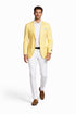 Mens Two Button Slim Fit Linen Style Lemon Yellow Summer Blazer