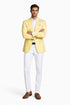 Mens Two Button Slim Fit Linen Style Lemon Yellow Summer Blazer