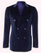 Navy Double Breasted Blazer Men's Velvet Dark Navy Blue Double Breasted 6 Buttons velour Blazer - Sportcoat Jacket