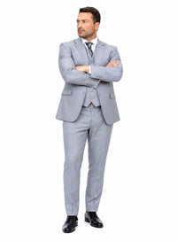 Mens Vested Gatsby Suit Pinstripe Grey Regular Fit Venetian